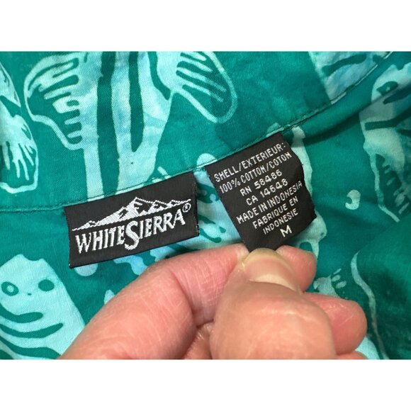 White Sierra Men's Hawaiiian Fish Print Short Sleeve Shirt M Green Teal - Picture 3 of 6